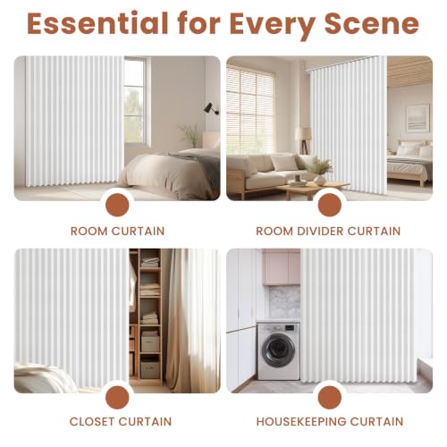Image of AJAZZ Blackout Accordion Door Curtain 1 Panel 98 inchx78 inch White - Magnetic Folding Room Divider, No-Drill Sliding Patio Closet