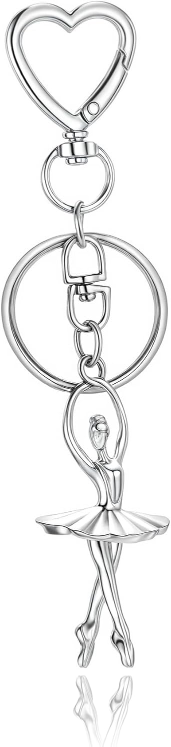 Bag Charm Heart-Shaped Keychain with Ballet Dancer, Bunny Backpack, Ballet Shoes Purse Charms for Handbags 3D Keychain