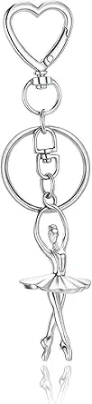 Bag Charm Heart-Shaped Keychain with Ballet Dancer, Bunny Backpack, Ballet Shoes Purse Charms for Handbags 3D Keychain
