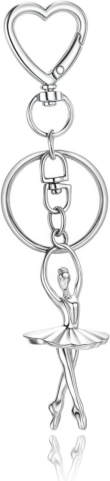 Bag Charm Heart-Shaped Keychain with Ballet Dancer, Bunny Backpack, Ballet Shoes Purse Charms for Handbags 3D Keychain