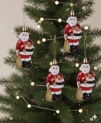 Image of 4Pc Santa Christmas Decoration Combo Pack | Items for Home & Office | Festive Hangings, Foam Ornaments | PoPo Toys