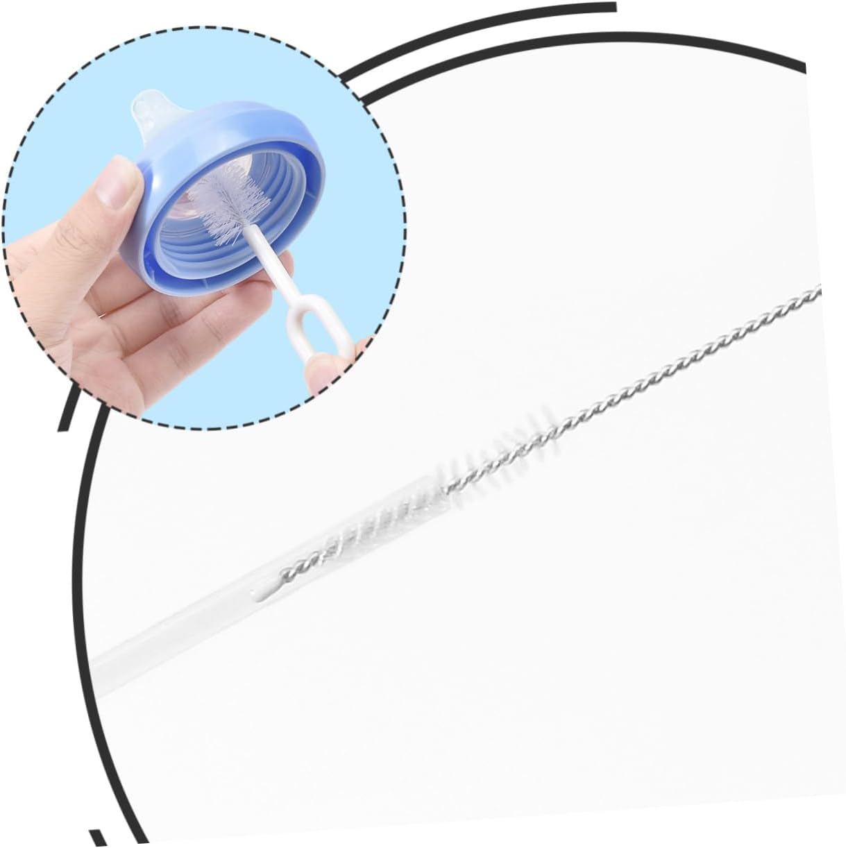 5pcs Bottle Sponge Cleaning Brush Set Long Handle Cleaner Brush 360° Rotating Nylon Bristles for Baby Bottles Drinking Cups and Feeding Accessories