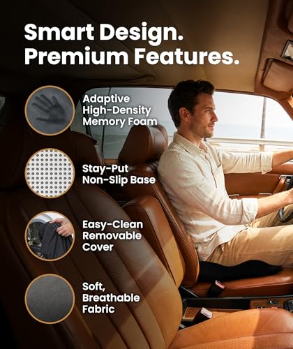 Image of Everlasting Comfort Doctor Recommended Memory Foam Seat Cushion for Office Chairs & Car - Ergonomic Office Desk Accessories - Cushions for Tailbone Pain Relief, Sciatica (Dark Gray, Large)