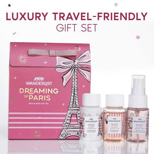 Image of Nykaa Wanderlust Dreaming of Paris Mini Envelope - Set of 3 Shower Gel | Body Lotion | Body Mist | 90 ml