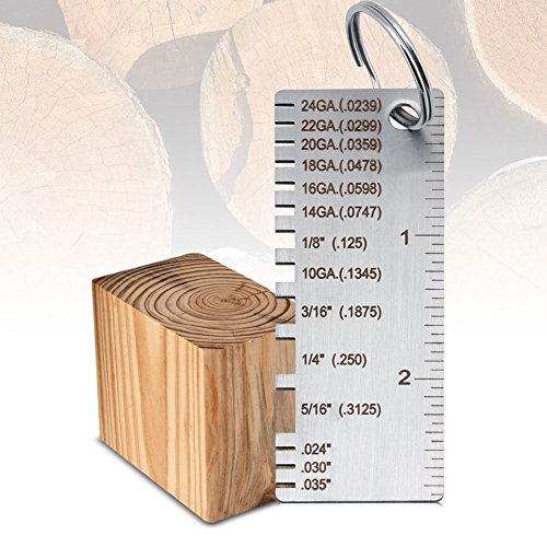 Herramienta de medición de espesor – Calibrador para alambre y placa metálica de acero inoxidable para soldadura, herramienta de inspección chapada en oro, para fabricación industrial y bricolaje miniatura 1