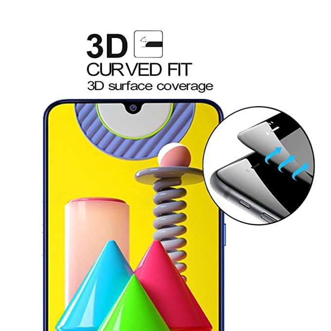 Image of Screen Protector for Samsung Galaxy M50S | M50 (Black) Tempered Glass Edge-to-Edge 6D Screen Guard With Installation Kit