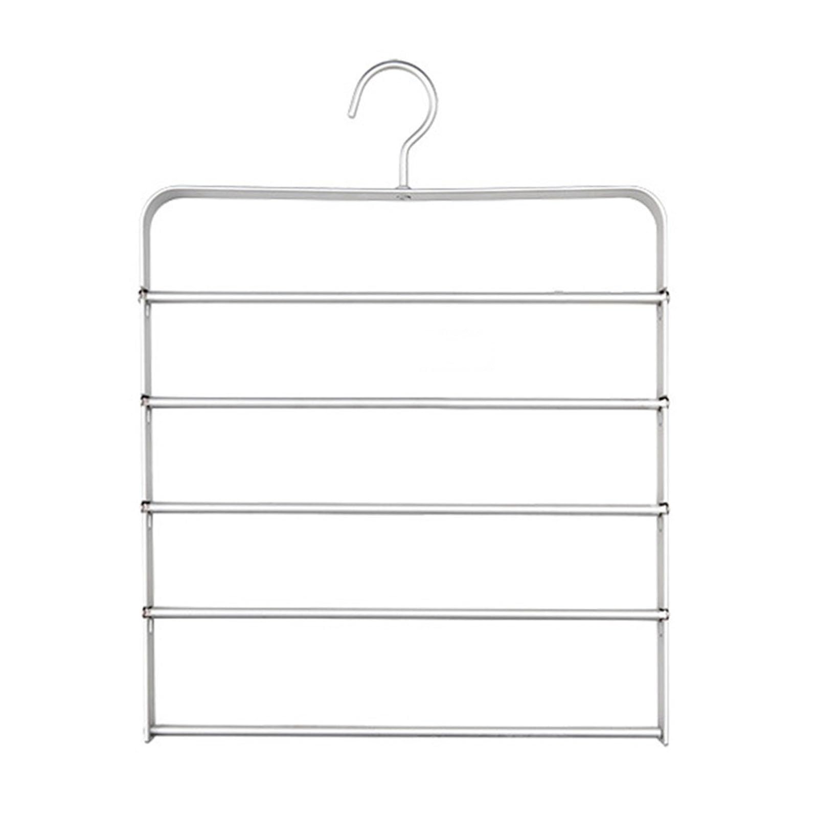 Trousers Hangers Trouser Storage Hanger Rack Clothes Scarf Space Saving(Silver)
