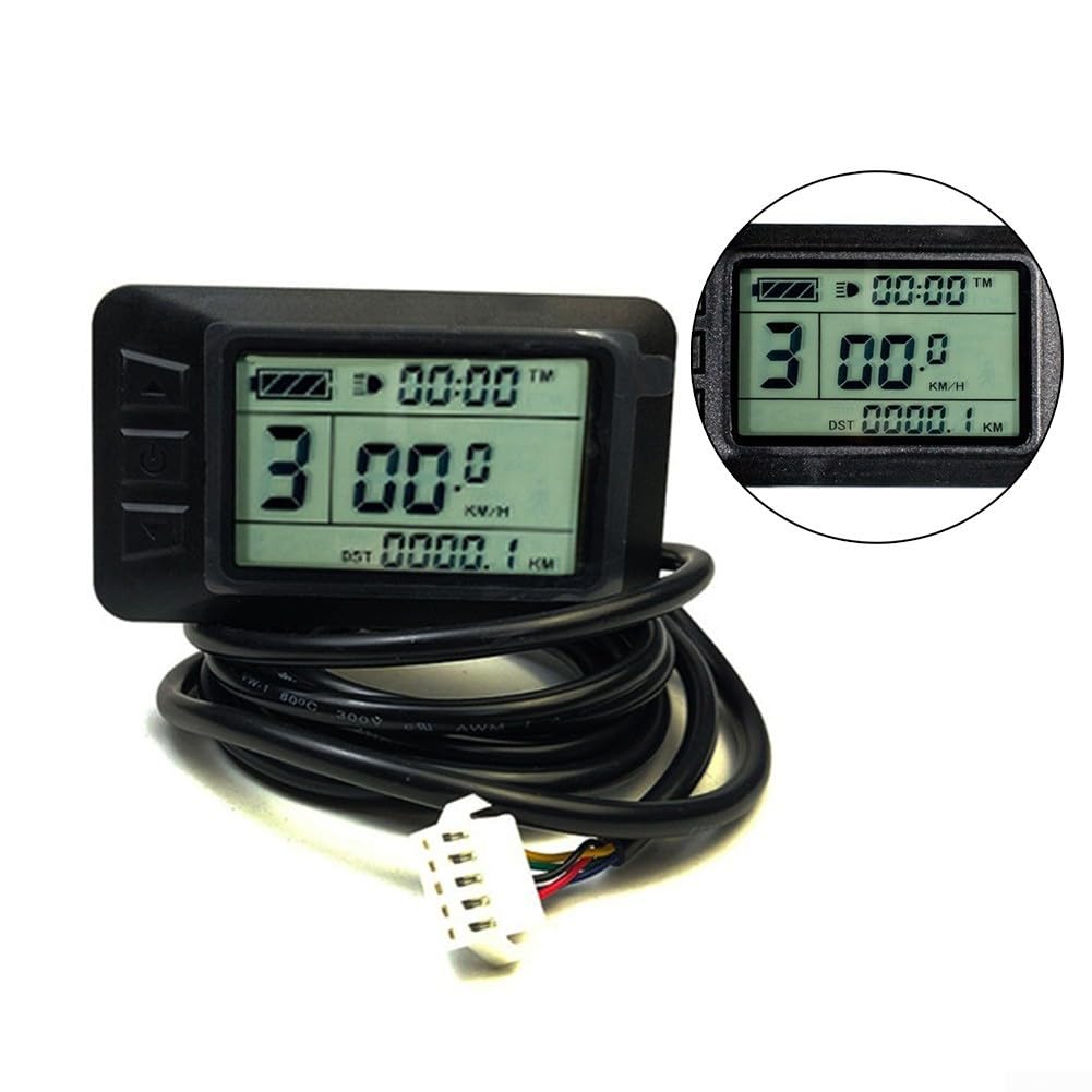 Pantalla LCD para bicicleta eléctrica, diseño impermeable, material ABS duradero, fácil instalación, baja tasa de fallos, color negro, 82 x 48 mm, para bicicleta eléctrica, scooter, longitud