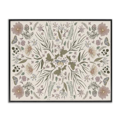 Delicate Botanical Butterfly Motif, 24 x 30 Inch Framed Giclée Print