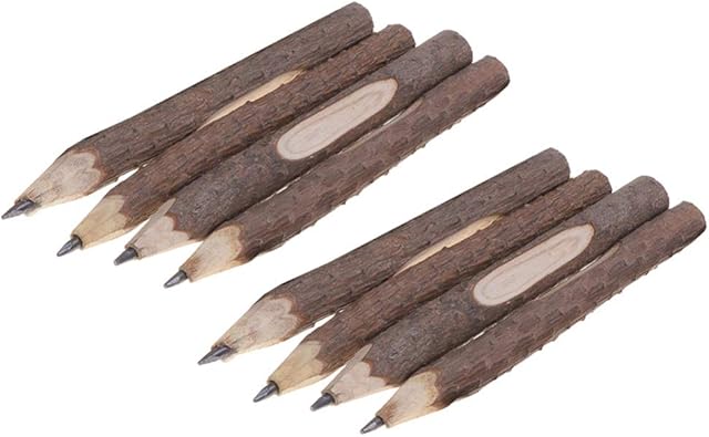 STOBOK 8pcs Rustic Wood Bark Pencils Natural Wooden Tree Branch Twig Pencils Gifts Kids Lumberjack Decorations Party Supplies