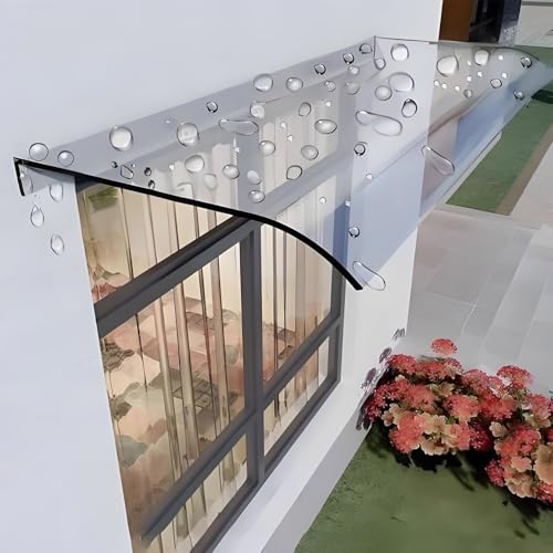 Genérico Toldo Exterior Transparente - Toldo de Puerta de policarbonato Duradero - Cubierta Exterior para Lluvia de 55x100 cm para una Entrada Elegante, protección contra la Intemperie y fácil Instal
