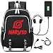 Produktbild YOYOSHome Anime Naruto Cosplay Büchertasche Daypack Laptoptasche Rucksack Schultasche mit USB-Ladeanschluss, schwarz (Schwarz) - yyyo3