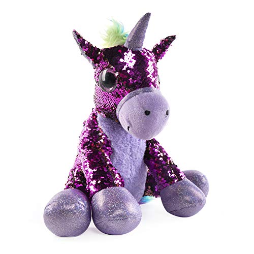 My Oli 10.6" Flip Sequin Stuffed Unicorn Plush Animals With Reversible Glitter Sequins, Rainbow Mane Sparkle Gifts For Kids,Purple #TOP8