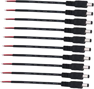 Uonlytech 10 Pcs 12v Pigtail Cable Male Power Connector Jack Connector Power Jack 12v Connectors Power Supply Dc