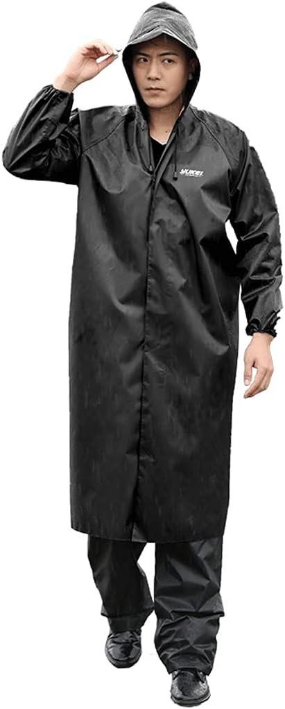 ユニセックス防水携帯用レインコート軽量フード付きコンパクトレインポンチョの再利用可能なバックパック袖の屋外キャンプ Color Black Size 2xl メンズ