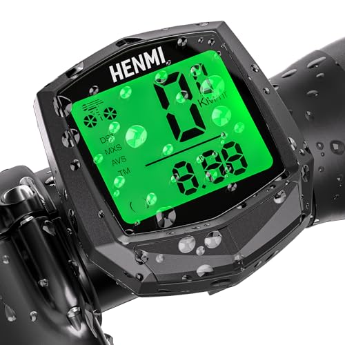 HENMI Fahrradcomputer Kabellos, 24 Funktionen Fahrradtacho Kabellos, IP54 Wasserdicht Fahrrad...