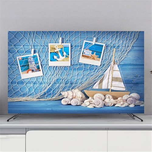 Hixingo Cubierta Antipolvo para TV, Funda para Televisor Elástico Protector para Smart TV Cubierta de Televisión Pantalla de Funda para 32 a 80 Pulgadas impresión de Océano (32