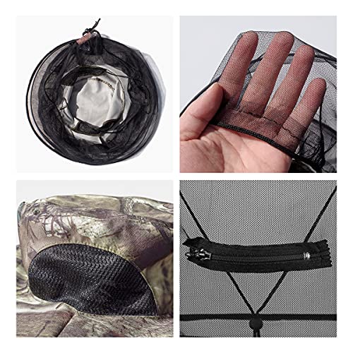 2 Pack Mosquito Head Net Hat, Sun Hat Bucket Hat with Hidden Net Mesh Mask for Outdoor Lover Fishing Hiking Gardening Beekeeping Men or Women, Khaki, Large