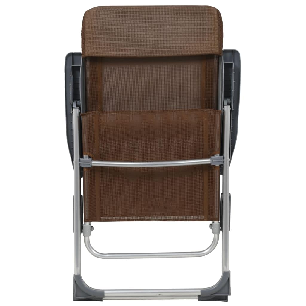 2er Set Campingstühle Klappbar mit Kopfstütze, Verstellbare Gartenstühle aus Aluminium und Textilene, Leichte Angelstühle für Outdoor, Reisen und Strand, Braun