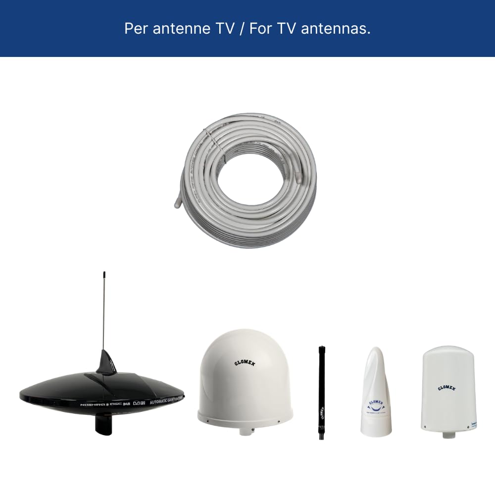 Glomex – Câble coaxial TV faible perte 75 ohms 30m, modèle V9139/30 – Double blindage, haute qualité marine, pour voiliers, moteur, bateaux pneumatiques, yachts – Transmission de signal stable