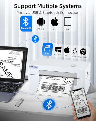 Image of Bluetooth Shipping Label Printer, 4x6 Thermal Printer for Shipping Packages, Thermal Label Printer for Small Business, Widely Used for Amazon, iPhone, Android, iPad, Windows, macOS (Gray)