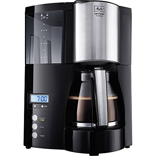 Melitta Filter Coffee Maker with Glass Pourer, Hot Hold and Timer Function, Optima Timer, Black, 100801