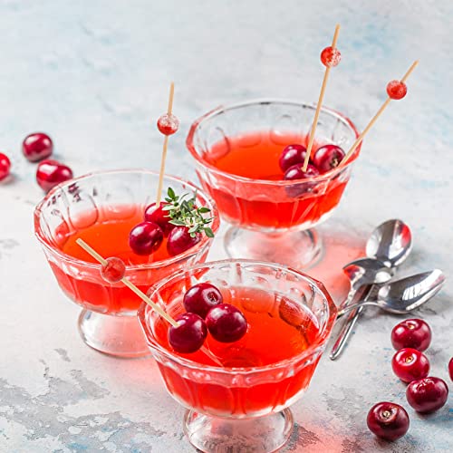 Minisland Ruby Red Pearl Cocktail Picks, 4.7 Inch Long Bamboo Fancy Toothpicks for Appetizers, Decorative Valentines Christmas Holiday Party Food Drinks Garnish Fruit Skewer Sticks 100 Counts -MSL411