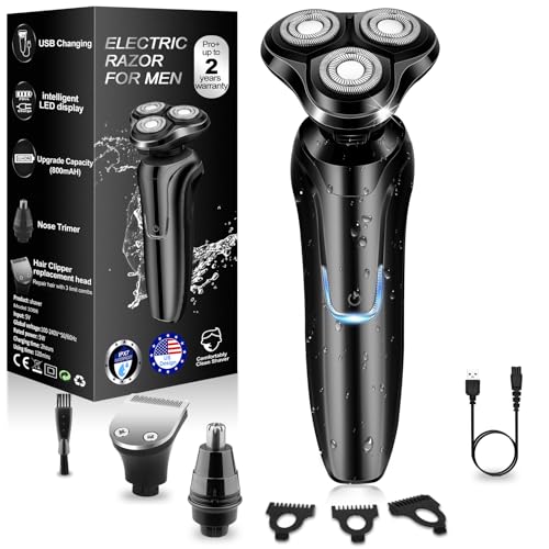 Image of Electric Razor for Men, Men's Rotary Shavers, Waterproof, Wet and Dry Rechargeable Electric Shaver for Men's Faces with a Cordless and Floating Head,Portable Travel Razor,an Ideal Gift for Men