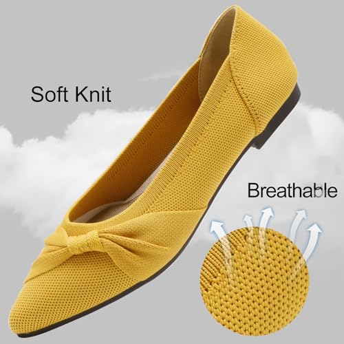 Image of HIULYCENCE Pointed Toe Flats for Women Ballet Flats | Comfortable Dressy Knit Lightweight Casual for Work Office Womens Flats