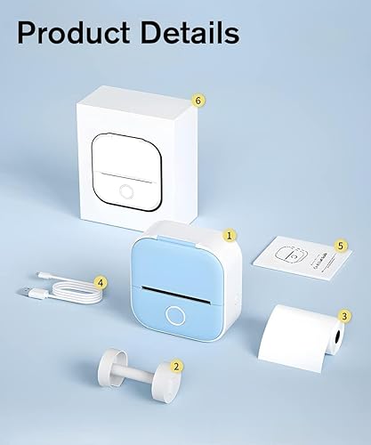 Miniatura 6 de Etiquetadoras, mini impresora de bolsillo, impresora de calcomanías sin tinta para la escuela, impresión rápida portátil con papel de impresión,