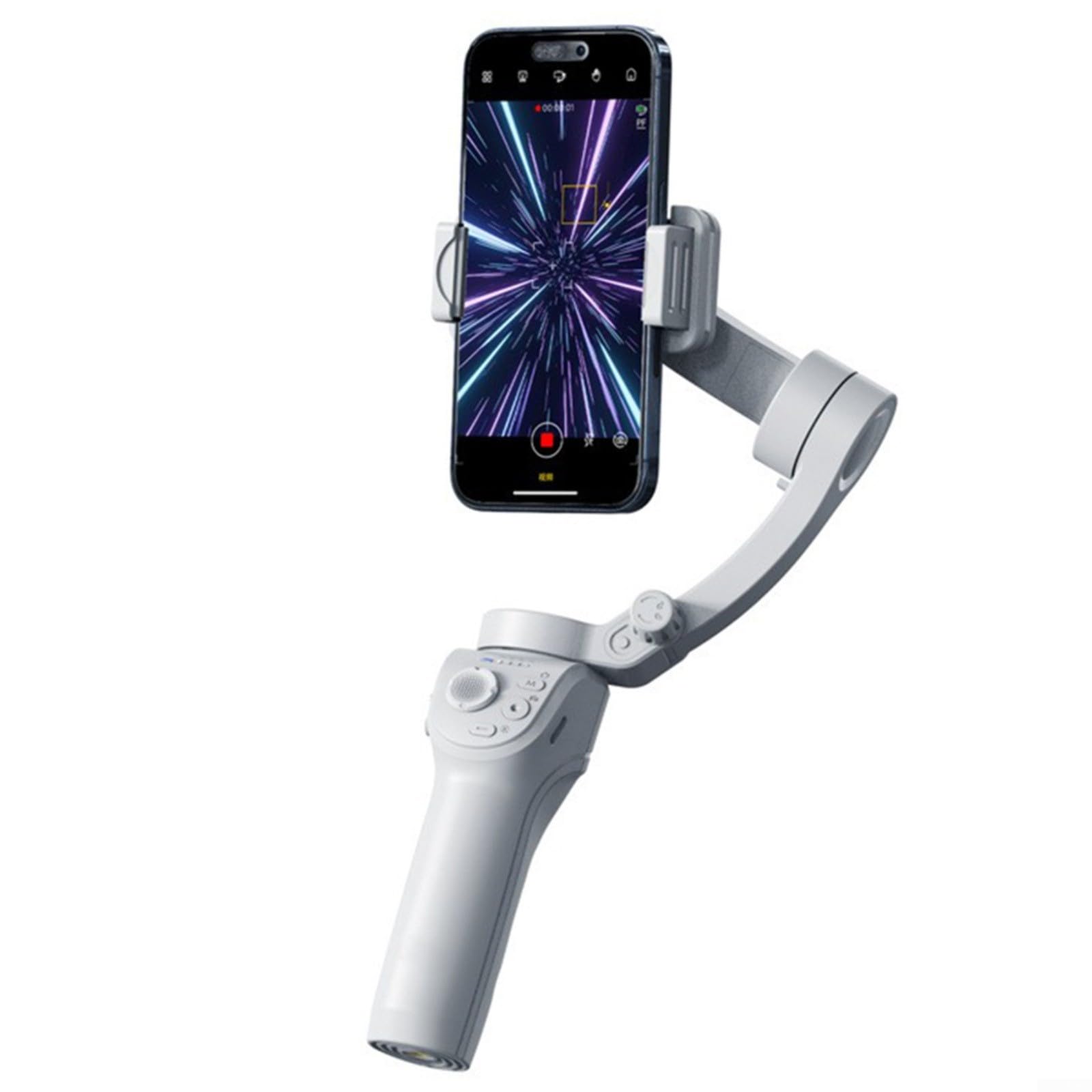 3- Gimbal para smartphone AI para estabilizador con seguimiento automático de la cara, luz de relleno y trípode, agarre ergonómico deportivo, gris
