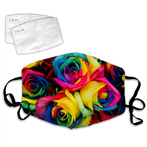 ZHYTX Colorful Roses Bouquet Rainbow 3D Custom Design Fashion Comfortable Adjustable Facial Decorations
