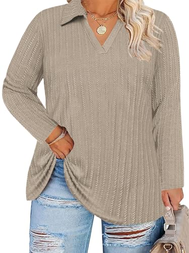 VISLILY 3X Womens Tops Plus Size Fashion Long...