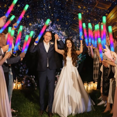wellent 55 PCS Foam Glow Sticks, Foam Light Up Sticks Party Supplies with 3 Mode Colorful Flashing, Glow Sticks Bulk Party Pack, Led Foam Sticks for Birthday, Wedding, New Year, Carnival, Concert - image 3