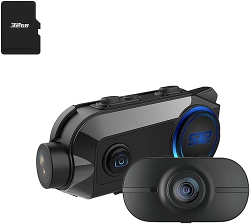 Auriculares Bluetooth para motocicleta S12 con cámara dual 2K+1K gran apertura F2.0 disparo de 360 audio de alta resolución, sistemas de