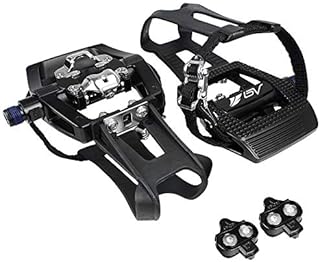 BV Bike Shimano SPD Compatible 9/16'' Pedals with Toe Clips (SPD Cleats Included) - MTB/Spin/Indoor/Exercise/Peloton Bicycle Pedal