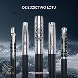 Parker Sonnet Pióro Wieczne | Kolekcja Dziedzictwo Lotu | 18k Złote Cienkie Ostrze z Czarnym Nabojem | Chromowane Wykończenie | Pudełko Prezentowe