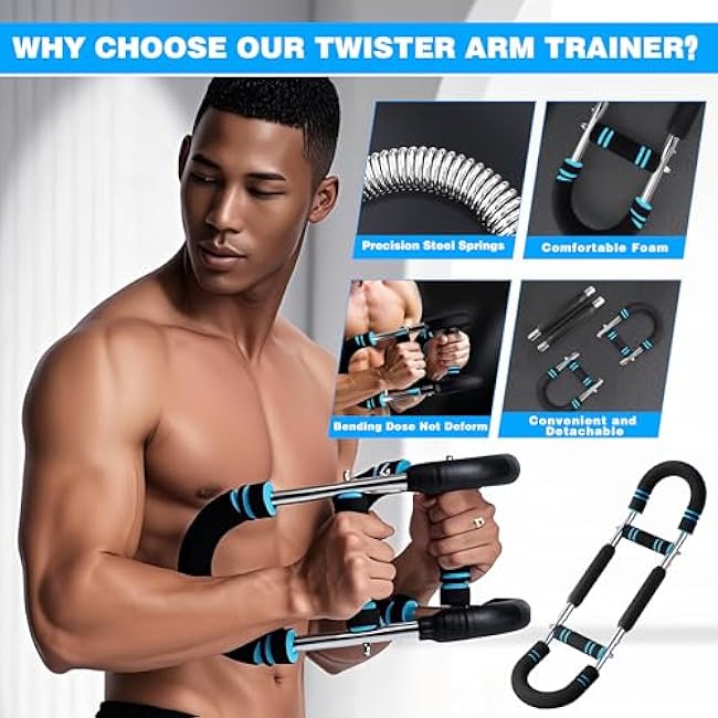 Twister Arm Trainer, 60-110lb Adjustable Chest & Arm Muscle Trainer for Men, Forearm Strengthener Shoulder Arm Exercise Equipment, Chest Workout Bar Portable Arm Exerciser for Home Fitness