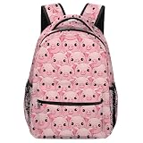 DOINBEE Mochila fofa de gato para meninas e crianças, mochila de gato laranja para estudantes do ensino fundamental do jardim de infância, mochila casual de viagem, Porco, One Size, Mochilas Daypack