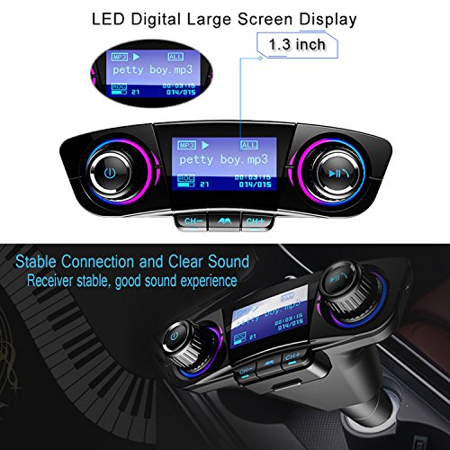 Jinserta E3181FM Bluetooth Fm Transmitter Handfrees-Calling Radio Adapter Car Kit With Dual Usb Port Mp3 Player Support Tf Card Usb Flash Drive thumb #4