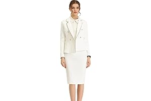 Women's Business Suit: Sophisticated Tweed Trim Blazer and Skirt Set