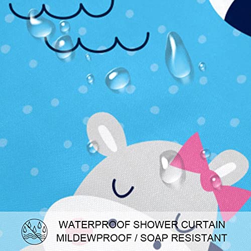 Rideau de douche imperméable Hippo avec 12 crochets, lavable 152x183cm