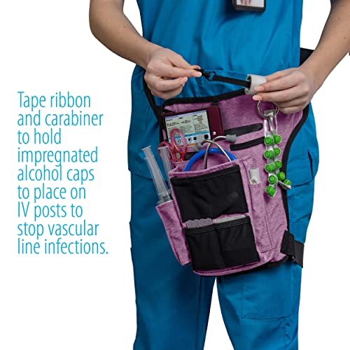 Image of Nurse Fanny Pack w /Elastic Leg Band - Multi Compartment Waist Organizer Tool Bag for Students, Practitioners & Medical Professionals (Purple Haze)