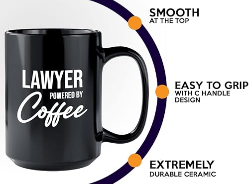 Miniatura 5 de Lawyer - Taza de café de 15 onzas, color negro, regalo para abogado para la escuela de leyes, graduación, policía, abogado, piloto, motocicleta,