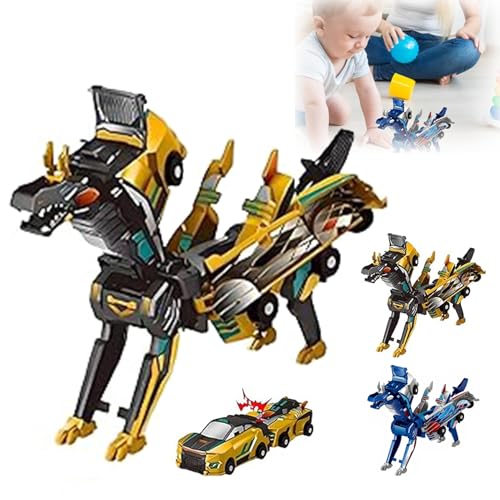 Hotfree Dinosaur Transformer Car Toy, Magnetic Cars Transform Into Dinosaurs, 2025 2 In 1 Fun Collision Transforming Car Toys, Party Favors Gift for Birthday, Christmas (yellow)