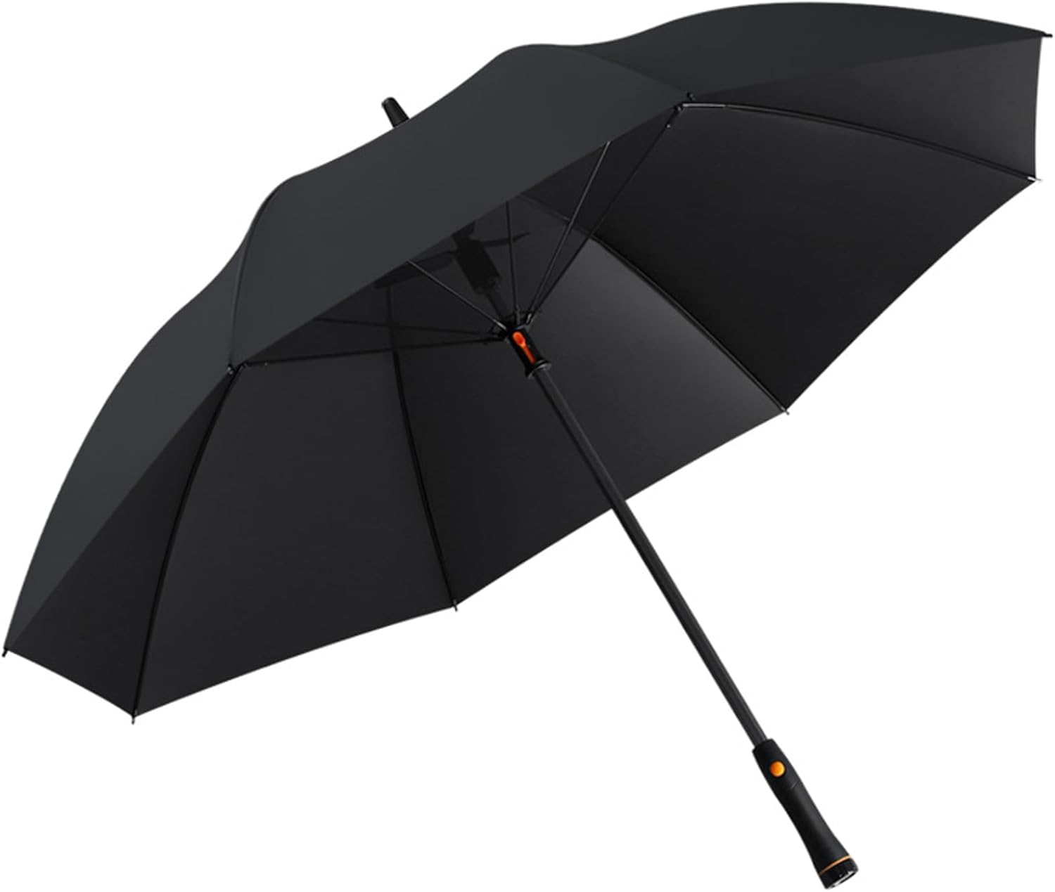 Straight pole unisex umbrella, sun protection and UV protection, outdoor travel fan umbrella suitable for sun and rain（black）