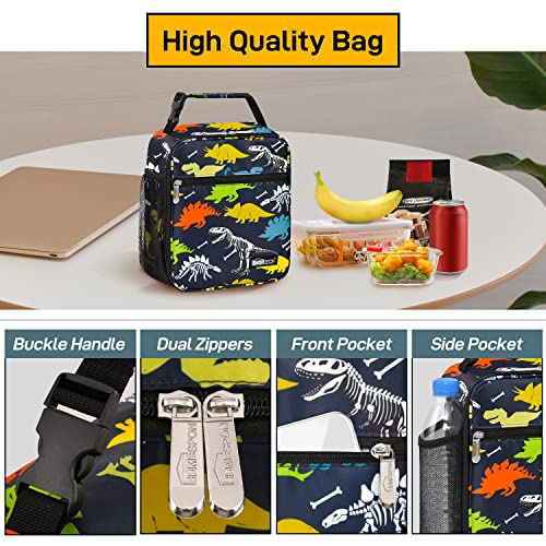 Buringer Homespon Reusable Lunch Bag Insulated Lunch Box Bento Cooler Tote With Front Pocket For Office/Outdoor (Color Dinosaurs) #TOP2