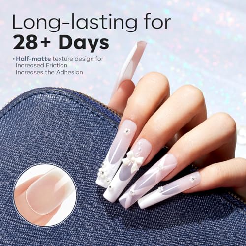Image of Modelones Long Square XXL Fake Nail Tips - 504Pcs Gel Tips Pre-shaped Half Matte Full Cover Clear Acrylic Gel Kit False Press on Nails for Extension DIY Salon 12Sizes
