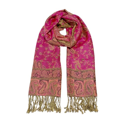 Image of Pashmina Scarf for Women Shawls and Wraps Reversible Paisley Vintage Jacquard Soft Silky Rave Scarves Men