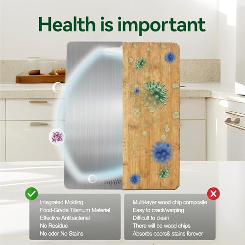 Image of Titanium Cutting Board Set of 3,100% Pure Titanium Cutting Boards for Kitchen, Double Sided Food-Grade Chopping Board for Cutting Meat Vegetable Fruit, Dishwasher Safe